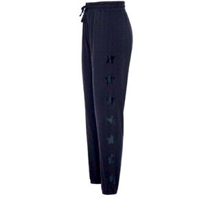 JustFab Women Ret $59 Black Side Star Active Straight Leg Great Fit Joggers Sz M